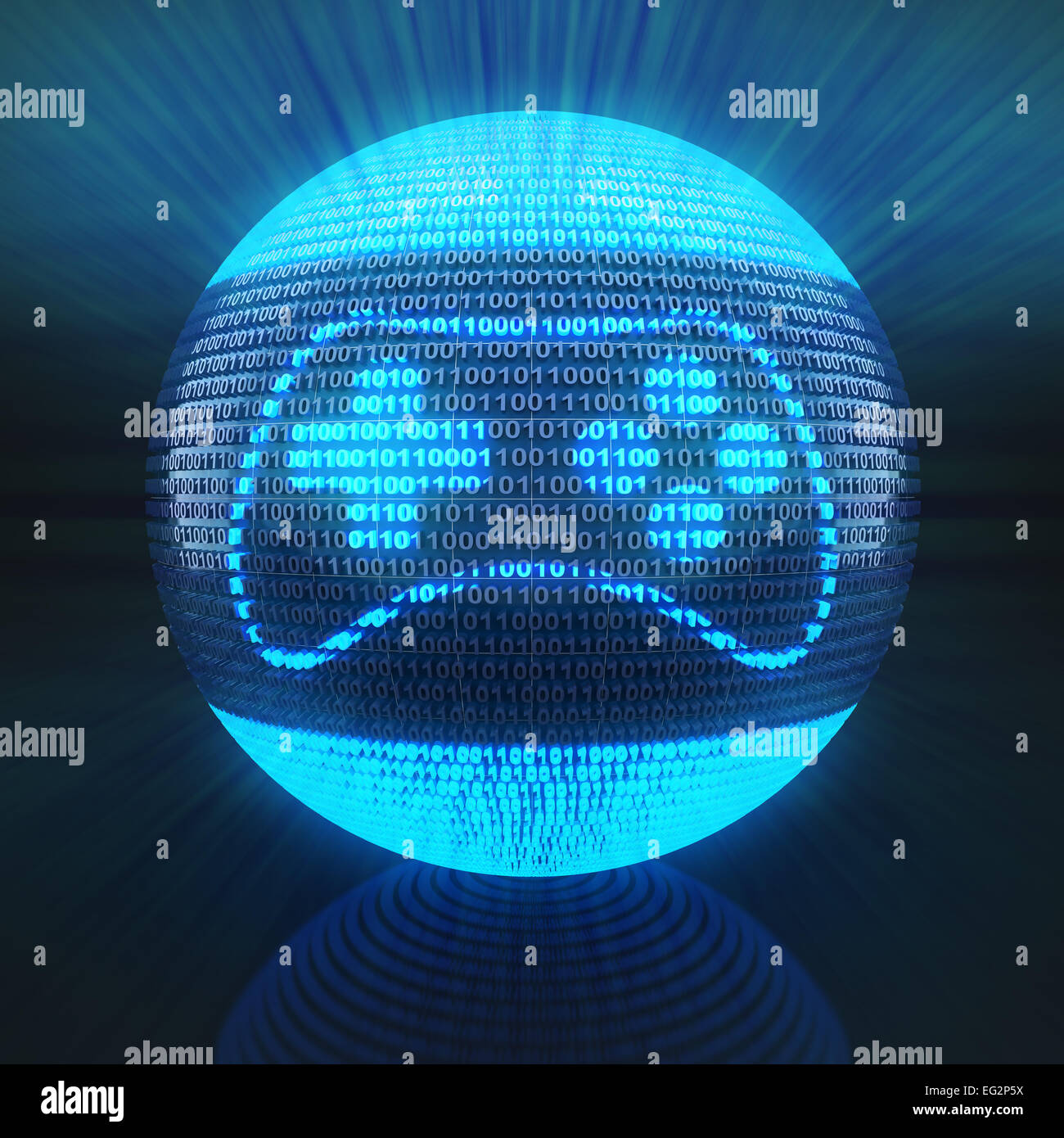 Icona di gioco sul globo terrestre formato da codice binario Foto Stock