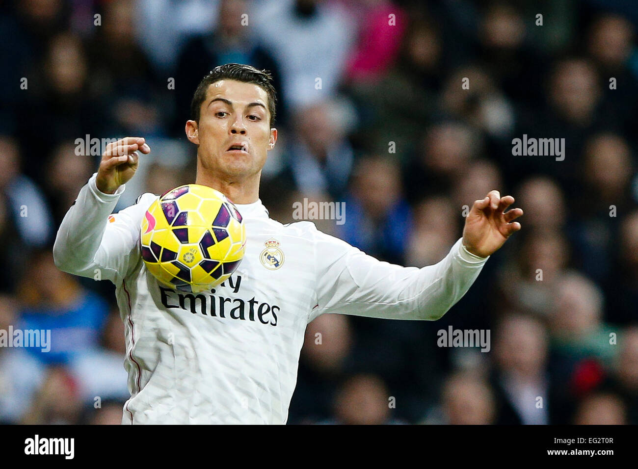 Madrid, Spagna. Xiv Feb, 2015. La Liag Football League. Real Madrid contro Deportivo La Coruna. 7 Cristiano Ronaldo dos Santos in avanti del Real Madrid . Credito: Azione Sport Plus/Alamy Live News Foto Stock