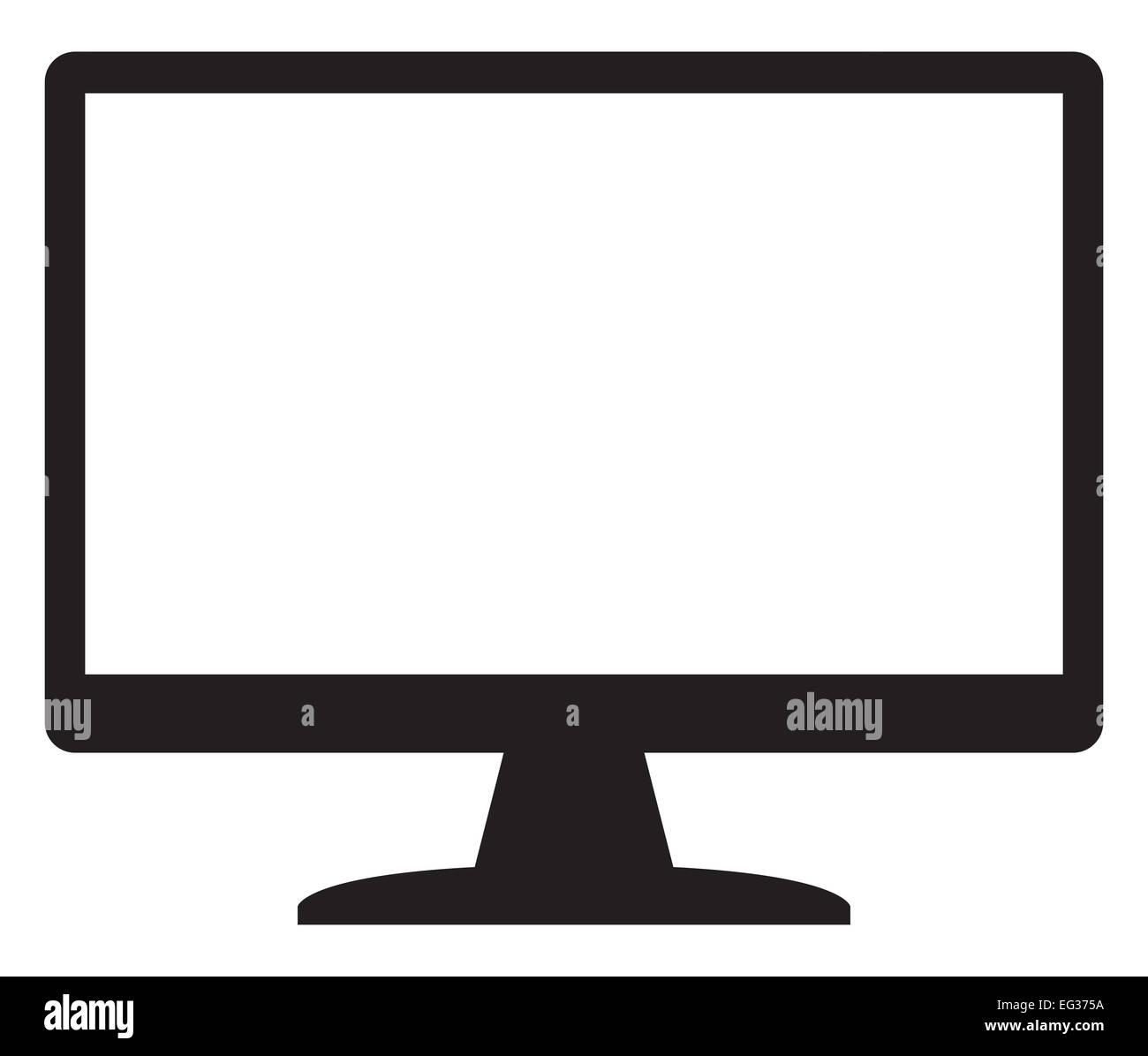 Lo schermo di un computer con silhouette di spazio sullo schermo isolato su uno sfondo bianco Foto Stock