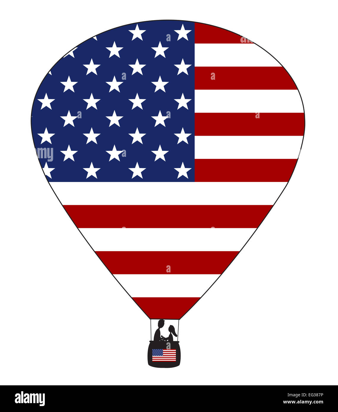 USA una mongolfiera design con uno sfondo bianco Foto Stock