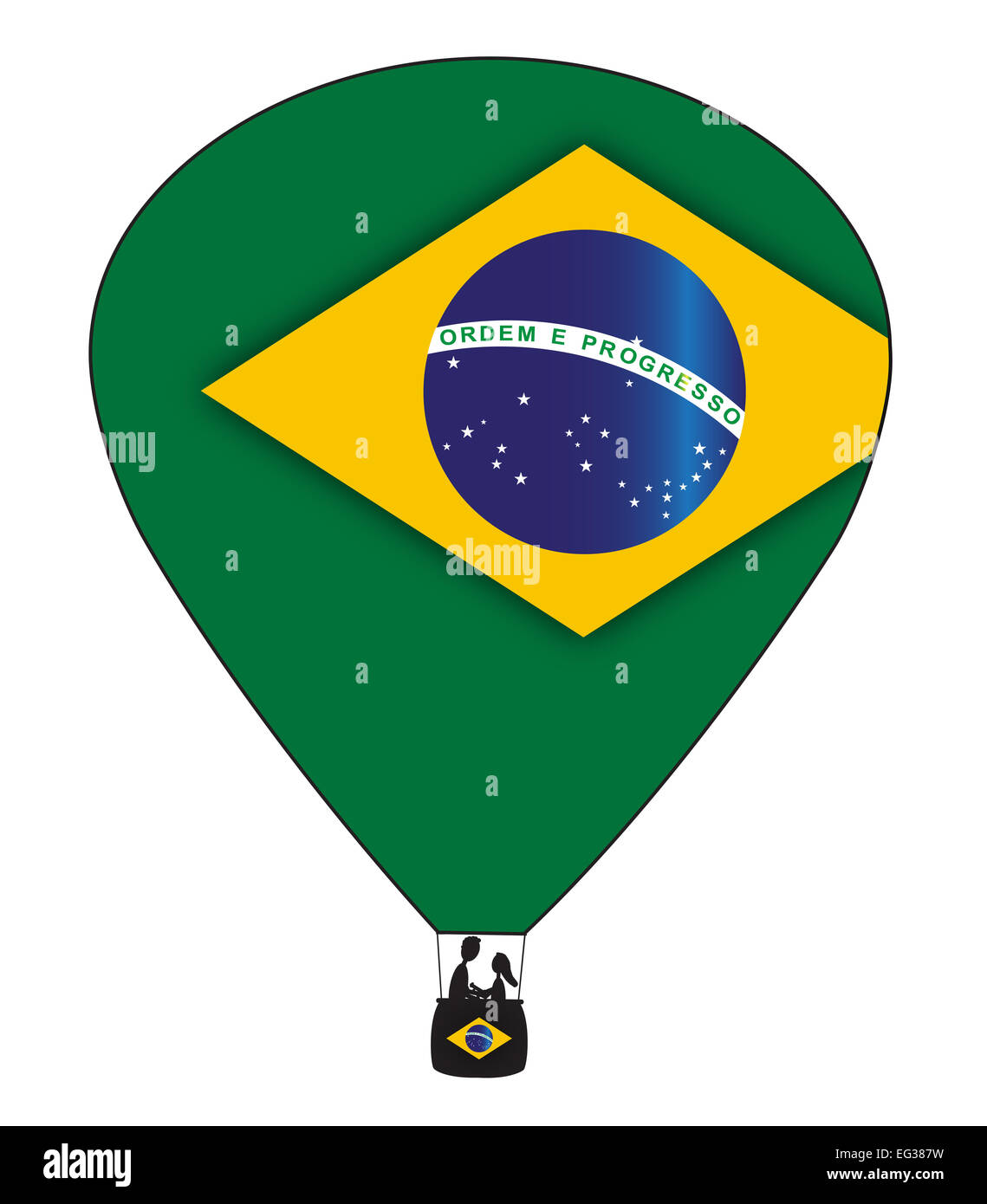 Un Brasile mongolfiera design isolato su uno sfondo bianco Foto Stock