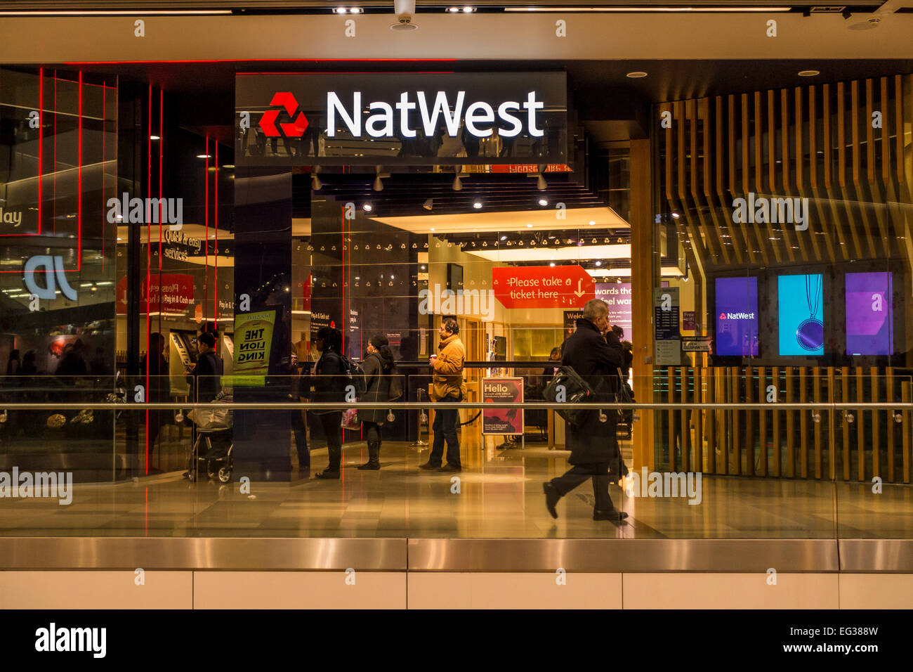 NatWest Bank il centro commerciale Westfield Stratford London Foto Stock