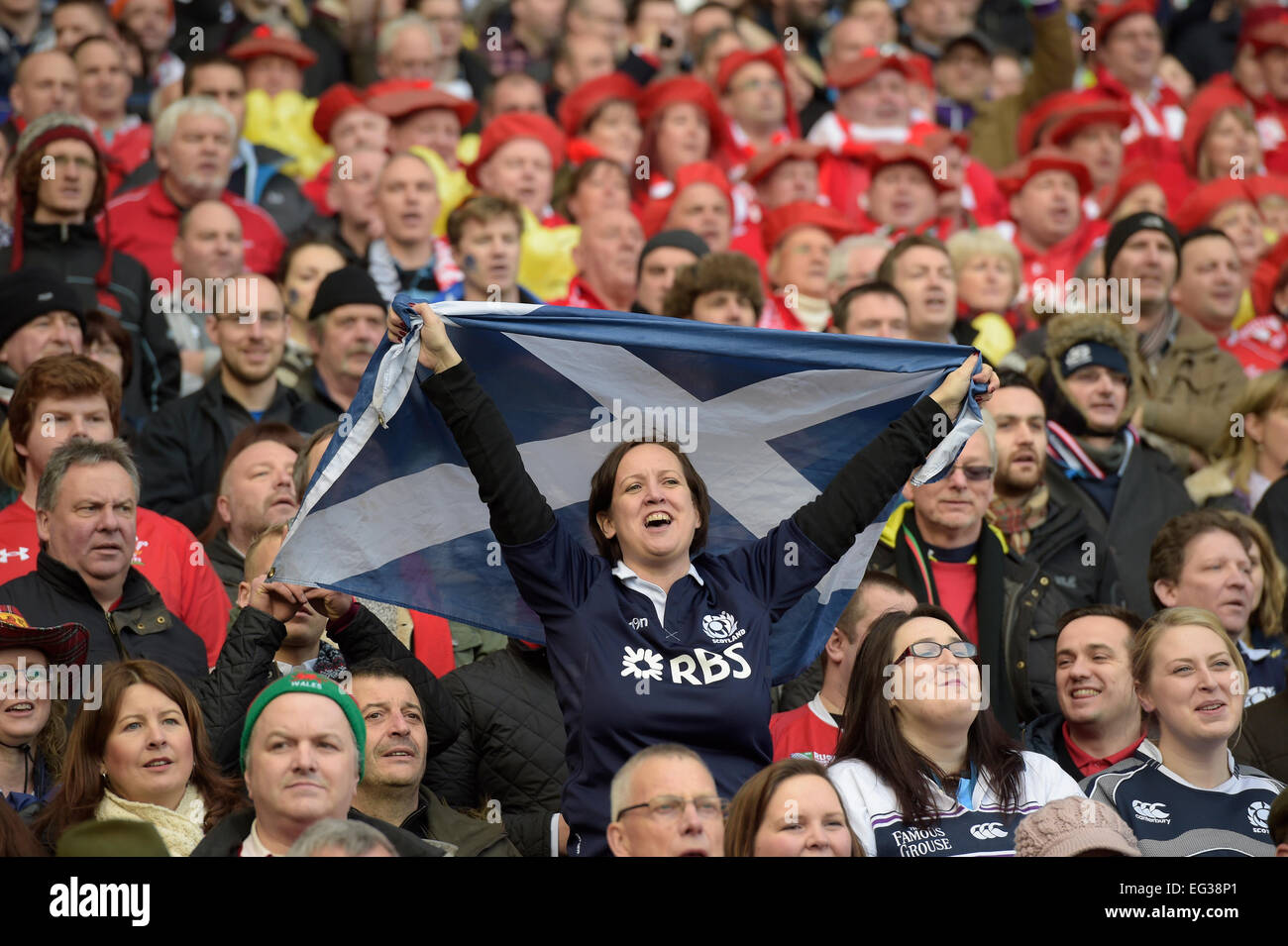 Lo stadio di Murrayfield, Edinburgh, Regno Unito. 15 Feb, 2015. RBS 6 Nazioni 2015 Round 2, Scozia vs Galles Credito: Rob grigio/Alamy Live News Foto Stock