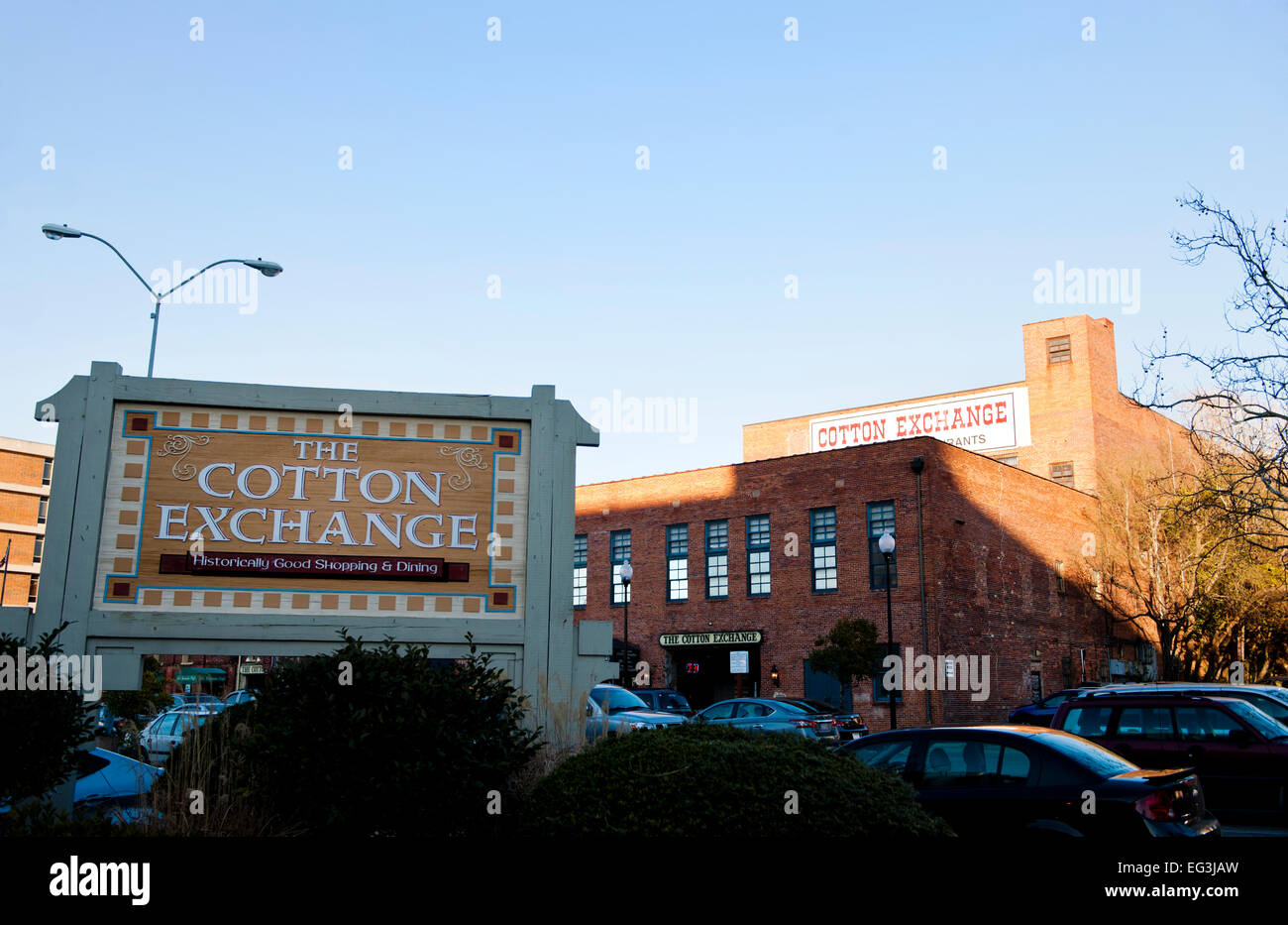 Il Cotton Exchange , acqua entrata sulla strada in Wilmington, Carolina del Nord Foto Stock