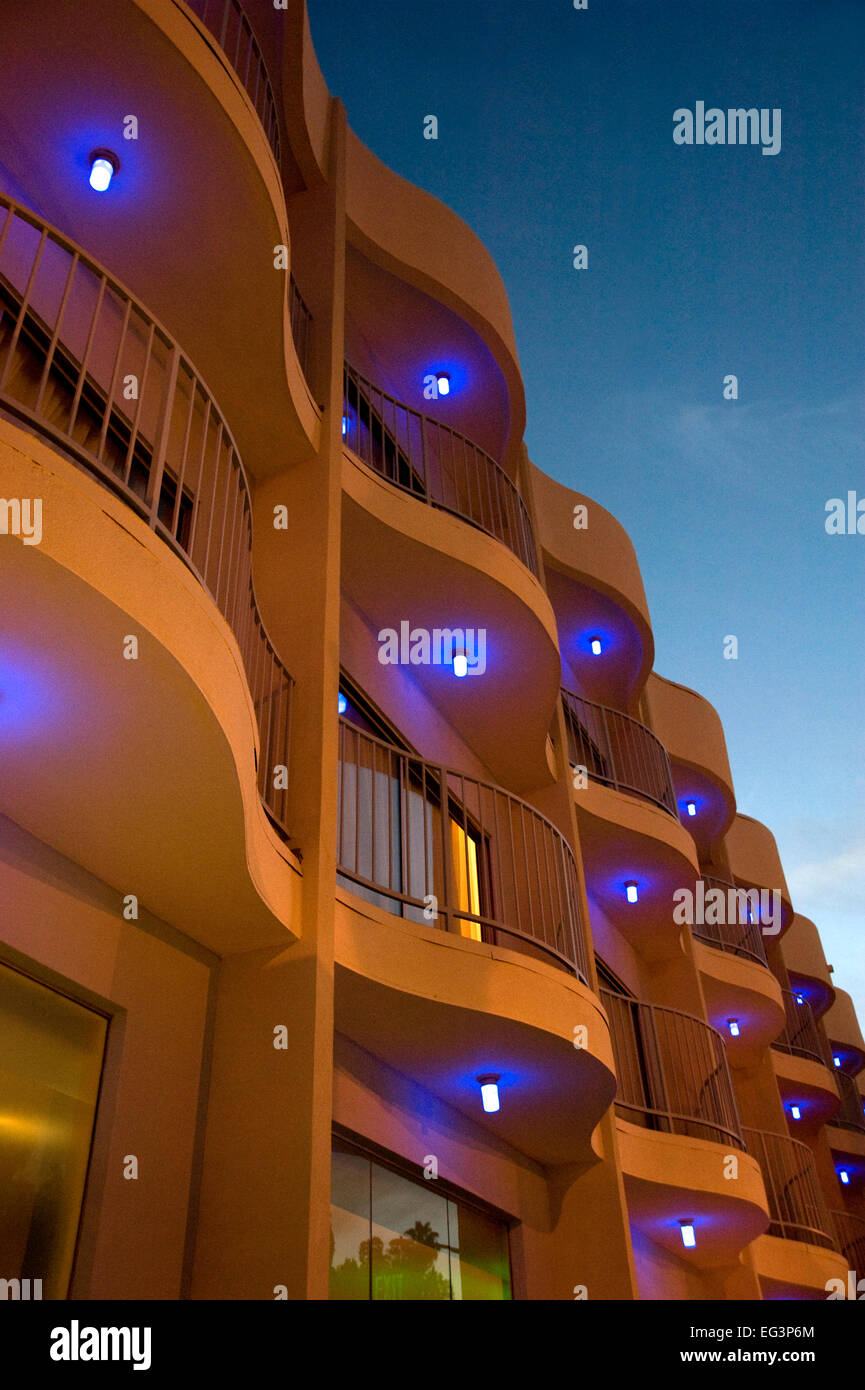 L'Hotel Standard sulla striscia di tramonto al tramonto, Los Angeles, CA Foto Stock