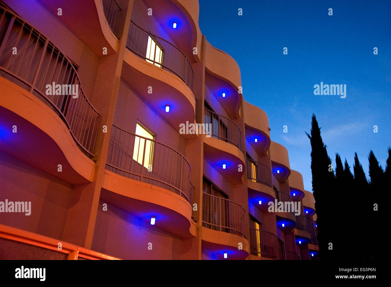 L'Hotel Standard sulla striscia di tramonto al tramonto, Los Angeles, CA Foto Stock