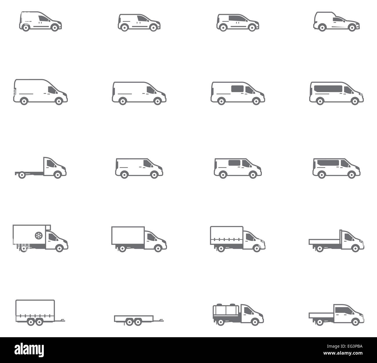 Vettore di trasporto commerciale icone Foto Stock