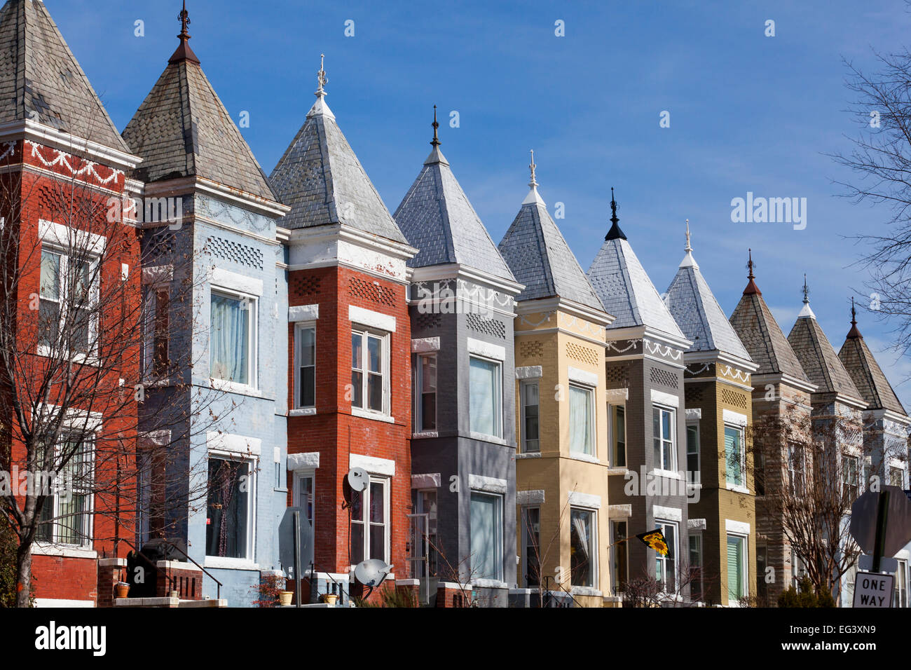 Riga vittoriano case - Washington DC, Stati Uniti d'America Foto Stock