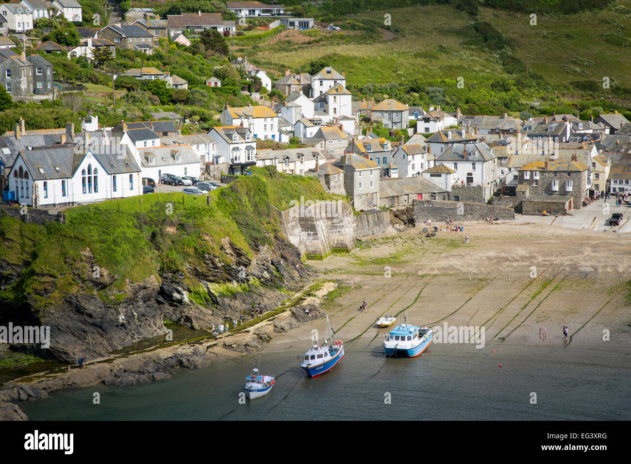 Città portuale di Port Isaac - in primo piano nella serie TV 'Doc Martin", Cornwall, England, Regno Unito Foto Stock