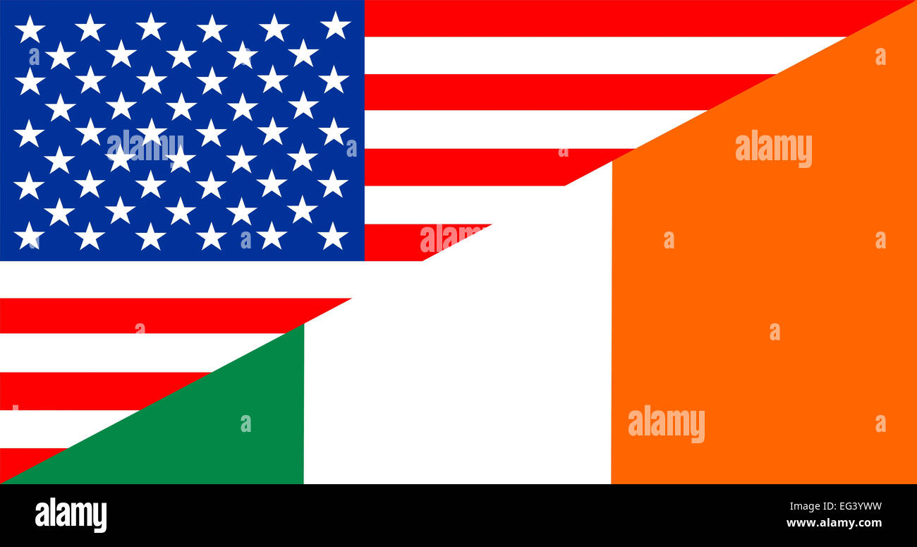 Stati Uniti d America e in Irlanda la metà paese bandiera Foto Stock