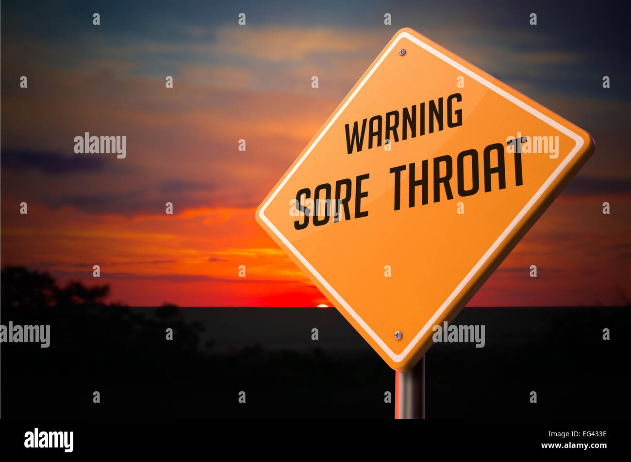 Mal di gola sulla strada di avvertimento segno. Foto Stock