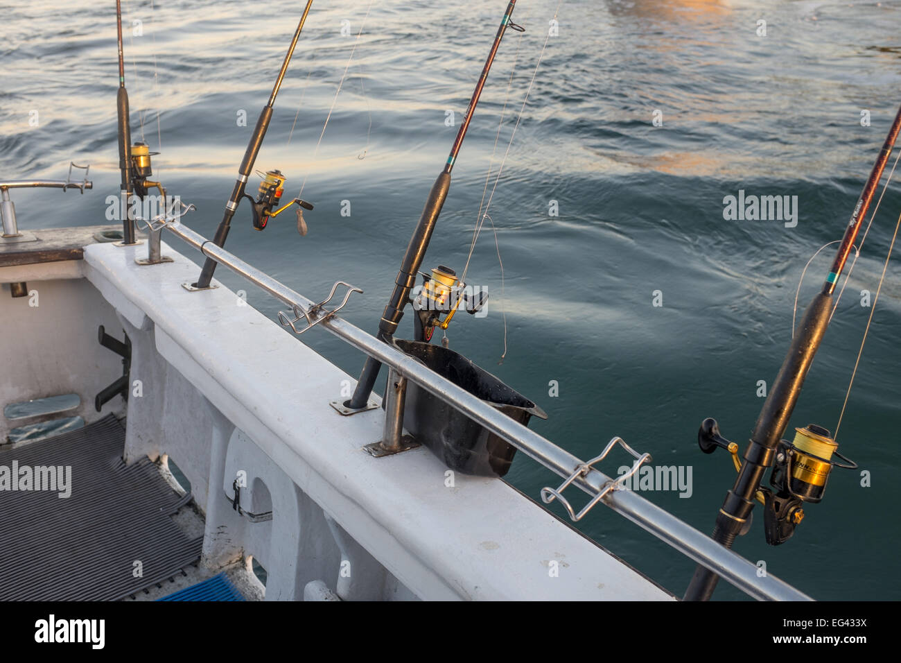 Charter di pesca setup e pronto all'uso Foto Stock