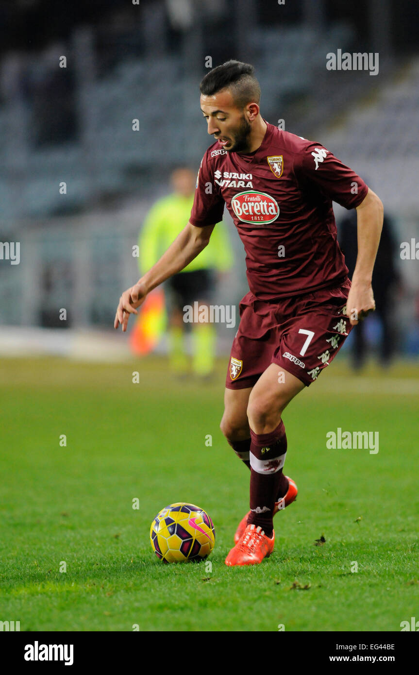 Torino, Italia. 15 Feb, 2015. Campionato di Serie A TIM 23 Round. Torino contro il Cagliari. Omar El Kaddouri sulla sfera Credito: Azione Sport Plus/Alamy Live News Foto Stock