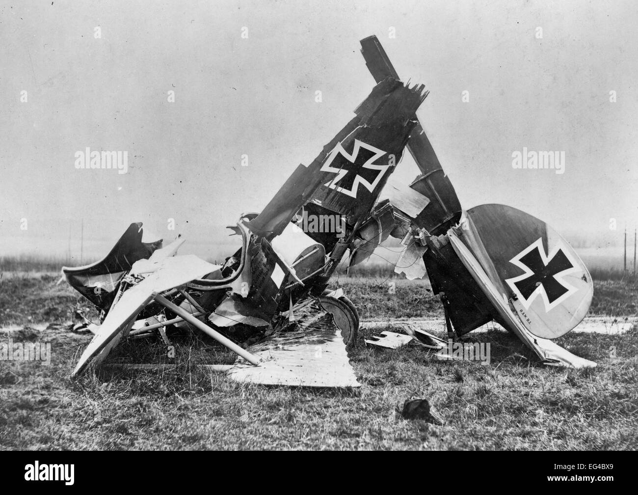 Relitto di un albatro tedesco D. III fighter biplano, circa 1917 Foto Stock