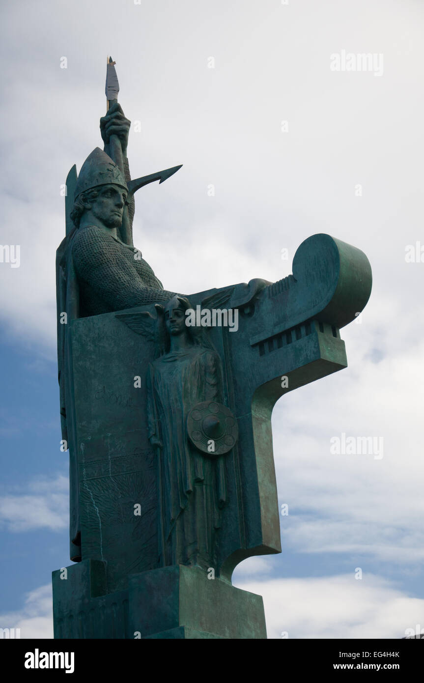 Statua di Leif Erikson, scoprire di America del Nord, a Reykjavik, Islanda Foto Stock