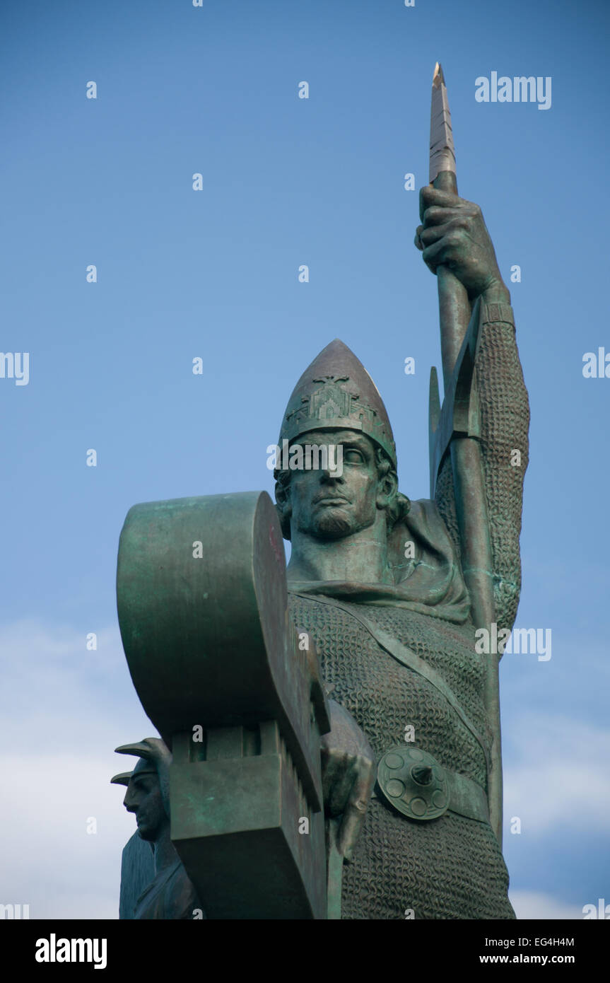 Statua di Leif Erikson, scoprire di America del Nord, a Reykjavik, Islanda Foto Stock