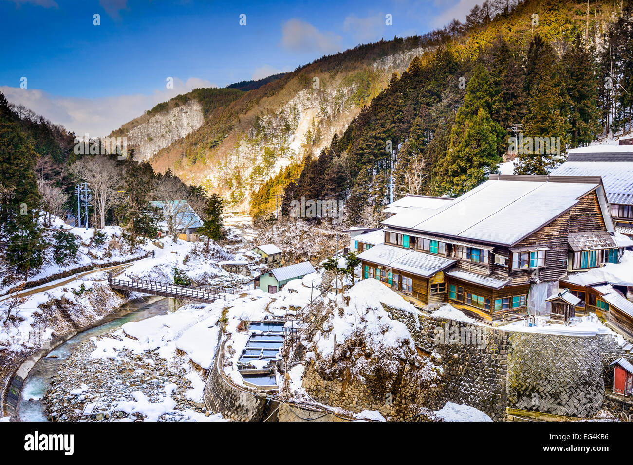 Nagano, Giappone vallata a Yudanaka e neve monkey park. Foto Stock