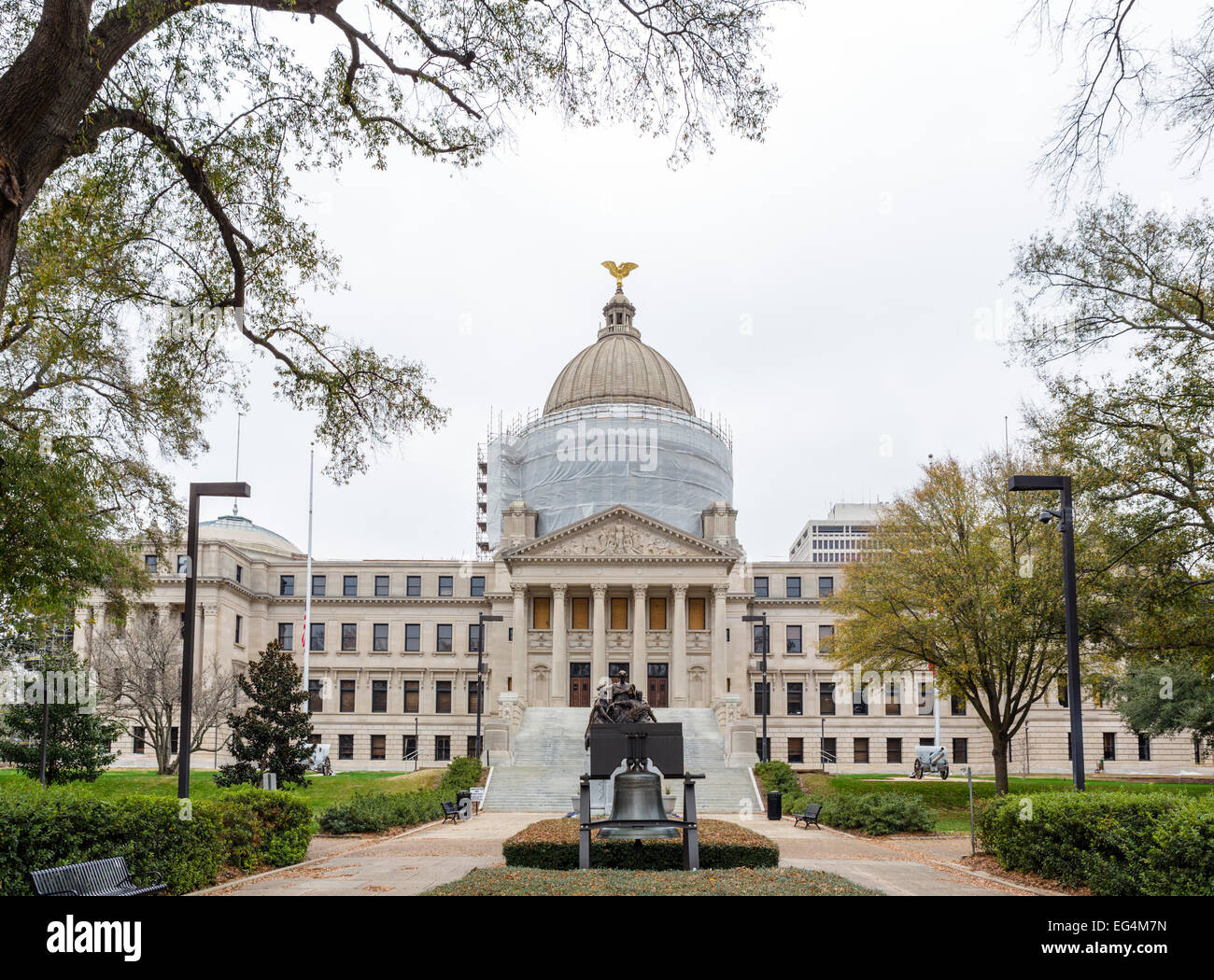 La Mississippi State Capitol, sotto estesi lavori di restauro a causa di ritardo al traguardo 2016, Jackson, Mississippi, STATI UNITI D'AMERICA Foto Stock