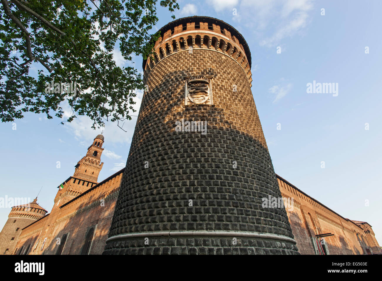 Torri, Castello Sforzesco di Milano, Italia Foto Stock