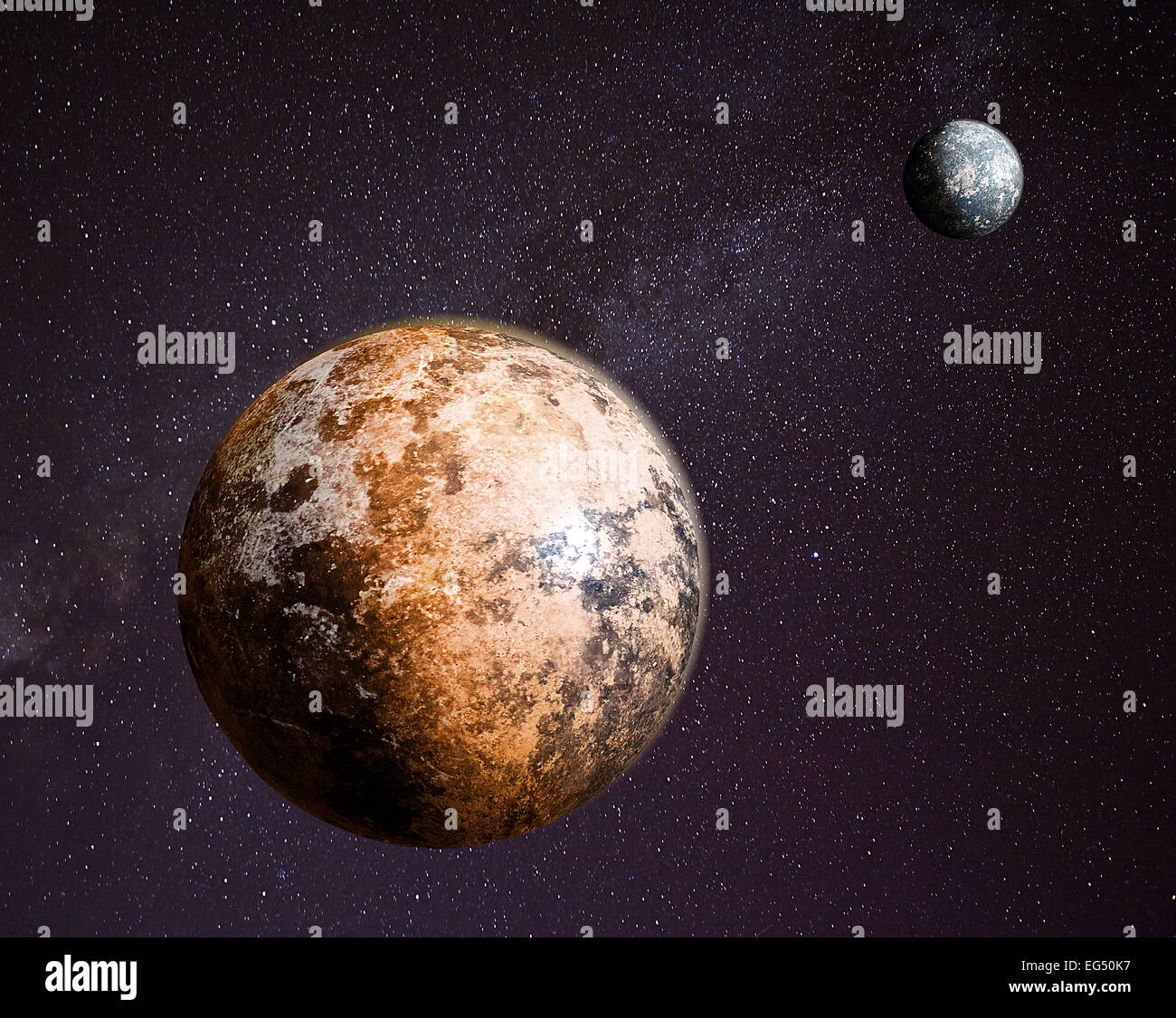 Plutone e Caronte - Visualizzazione Foto Stock