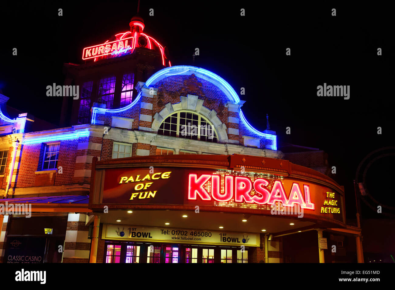 Il Kursaal Amusement Park presso il lungomare di Southend, Essex, Regno Unito Foto Stock
