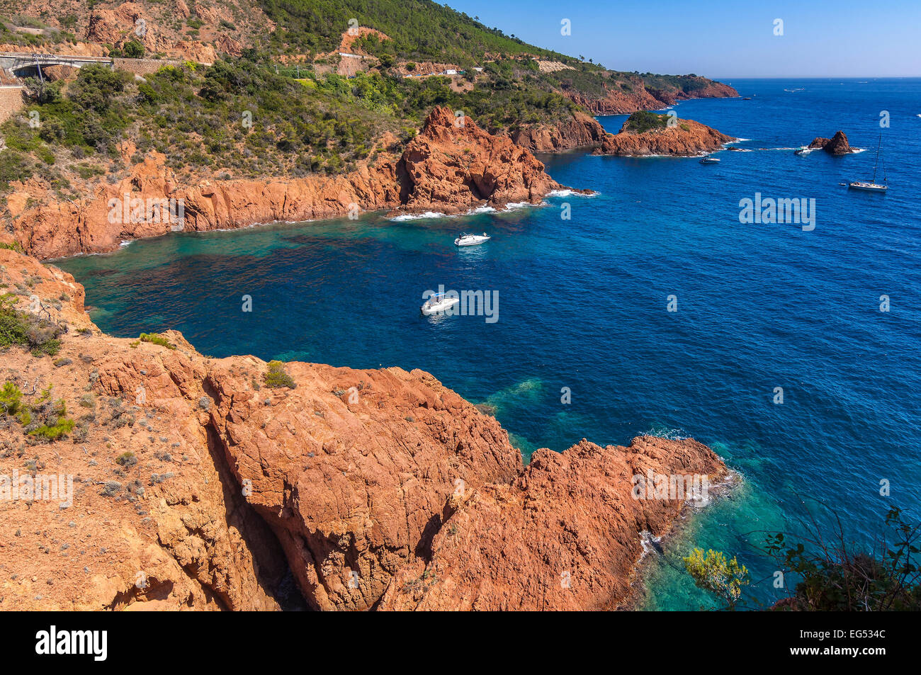 Les Roches rouge Massif de l'Esterel Frejus Cote d Azur Francia Foto Stock