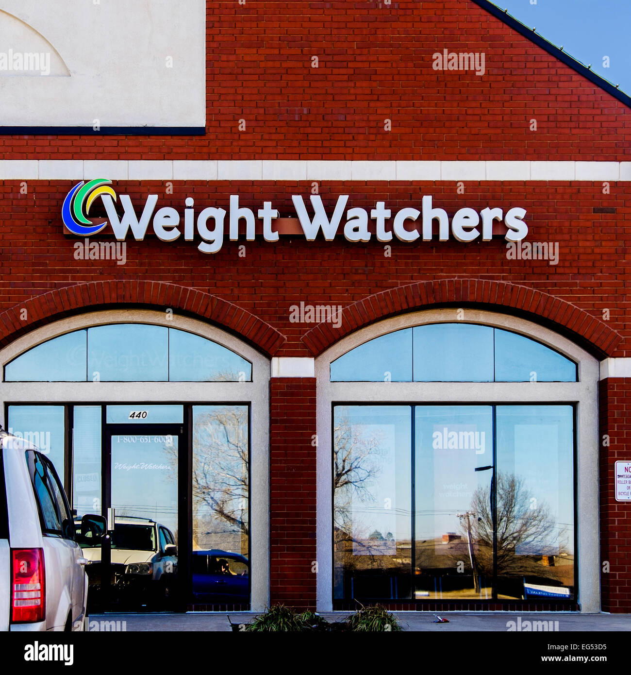 La parte esterna di un Weight Watchers edificio di franchising in Oklahoma City, Oklahoma, Stati Uniti d'America. Foto Stock