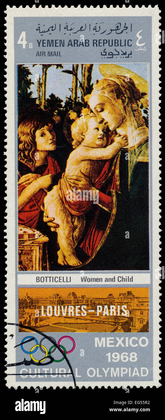 Repubblica araba dello Yemen circa 1968 un timbro stampato nella