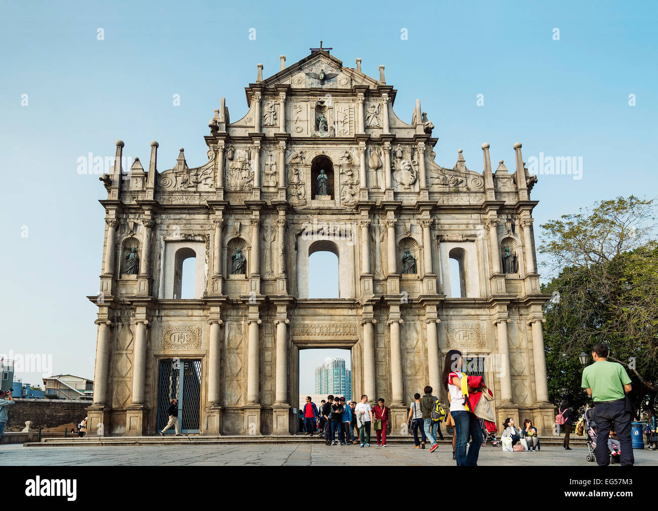 Rovine di St Paul's gate coloniale portoghese landmark a Macao Cina Foto Stock