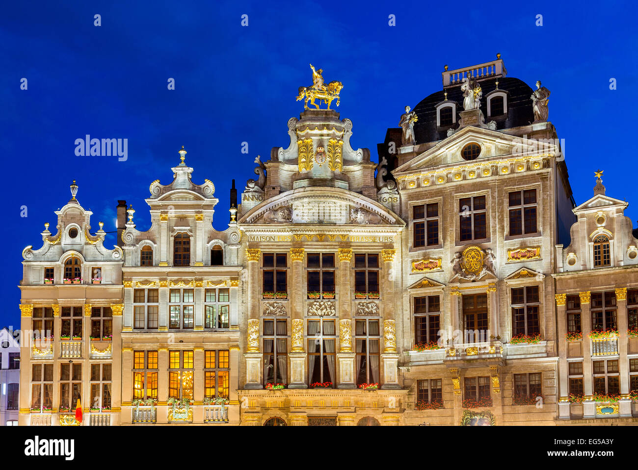 Bruxelles, Grand Place di notte Foto Stock