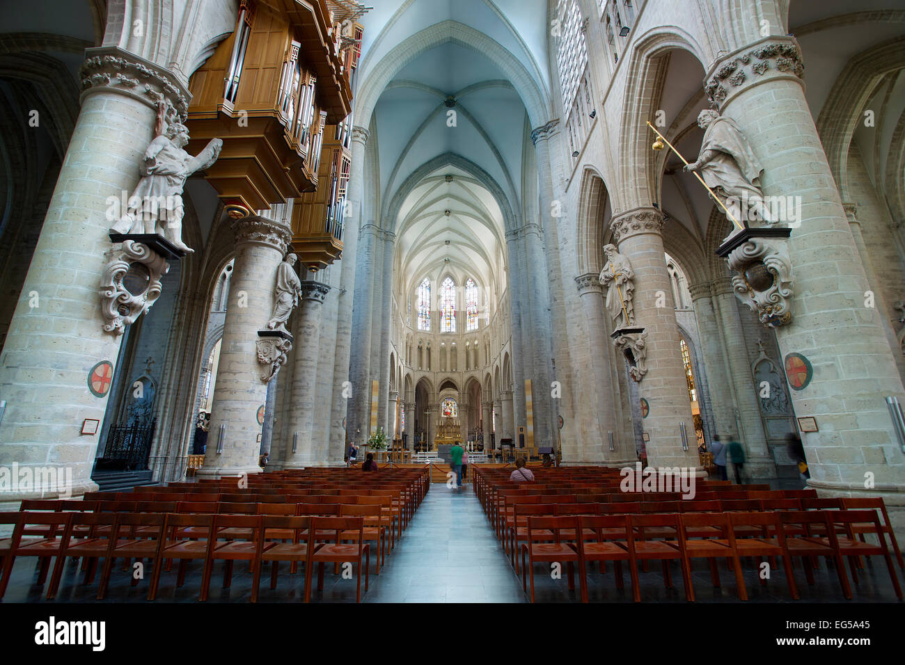 Bruxelles, San Michele e Santa Gudula Cattedrale Gotica Foto Stock