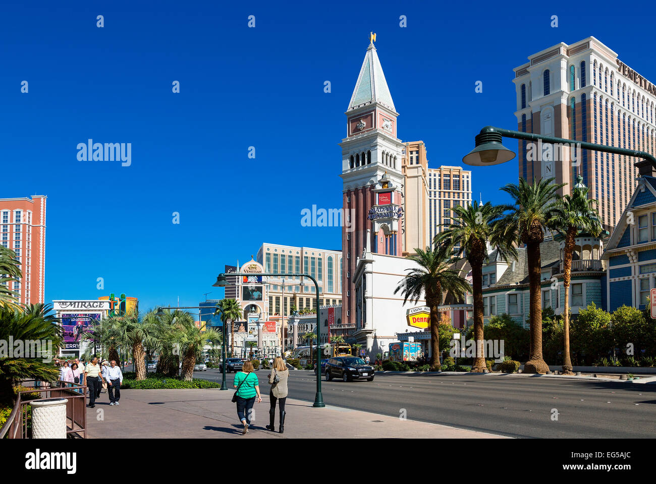 Hotel di lusso e la famosa Strip di Las Vegas Foto Stock