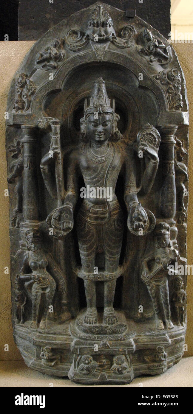 Vishnu. La scultura. Xi secolo. Benniputti Thana, Bihar, in India. British Museum. Londra. In Inghilterra. Regno Unito.. Foto Stock