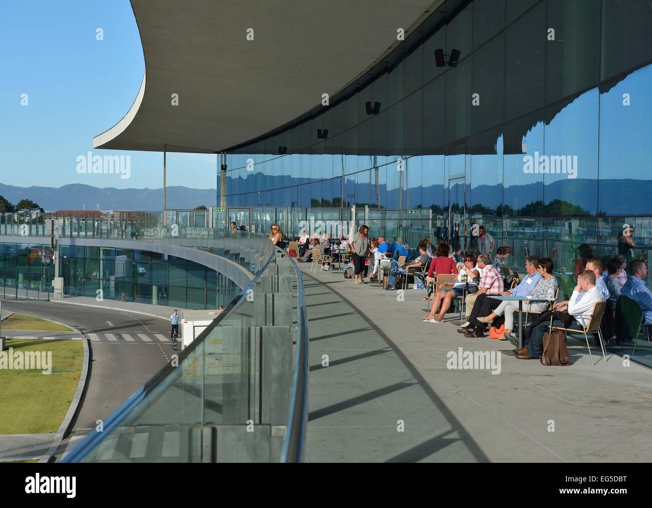 Visualizzazione del terminale terrazza Gibilterra Aeroporto Internazionale UK territorio d oltremare Foto Stock