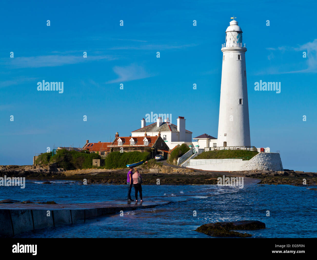 St Mary's Faro Whitley Bay North Tyneside Inghilterra costruiti nel Regno Unito 1898 e chiuso 1984 ora aperta al pubblico come un attrazione turistica Foto Stock