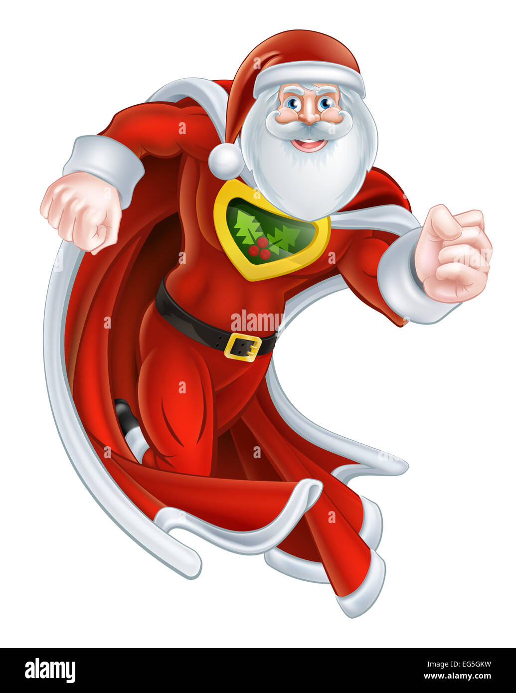 Cartoon Babbo Natale Natale carattere di supereroi con il capo Foto Stock