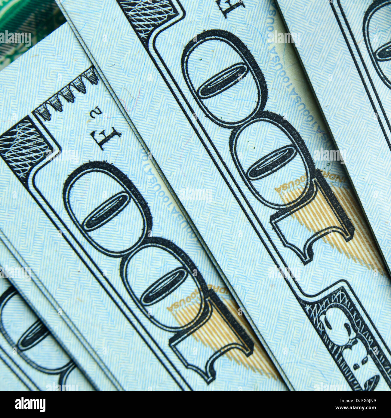 Nuovo Hundred Dollar Bills close-up Foto Stock