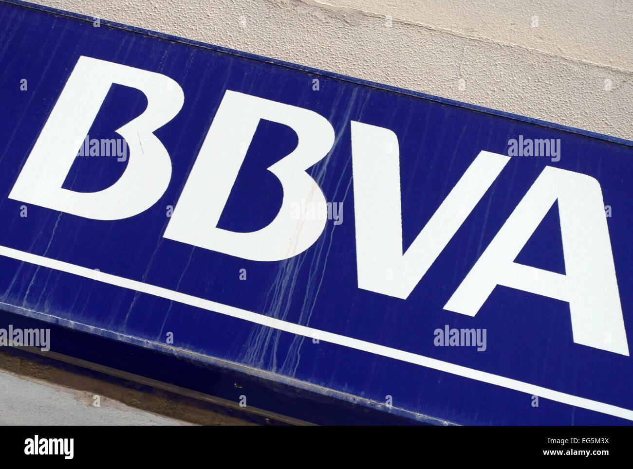 Segno sul ramo di BBVA banca a Las Palmas de Canaria Isole Canarie Spagna Foto Stock