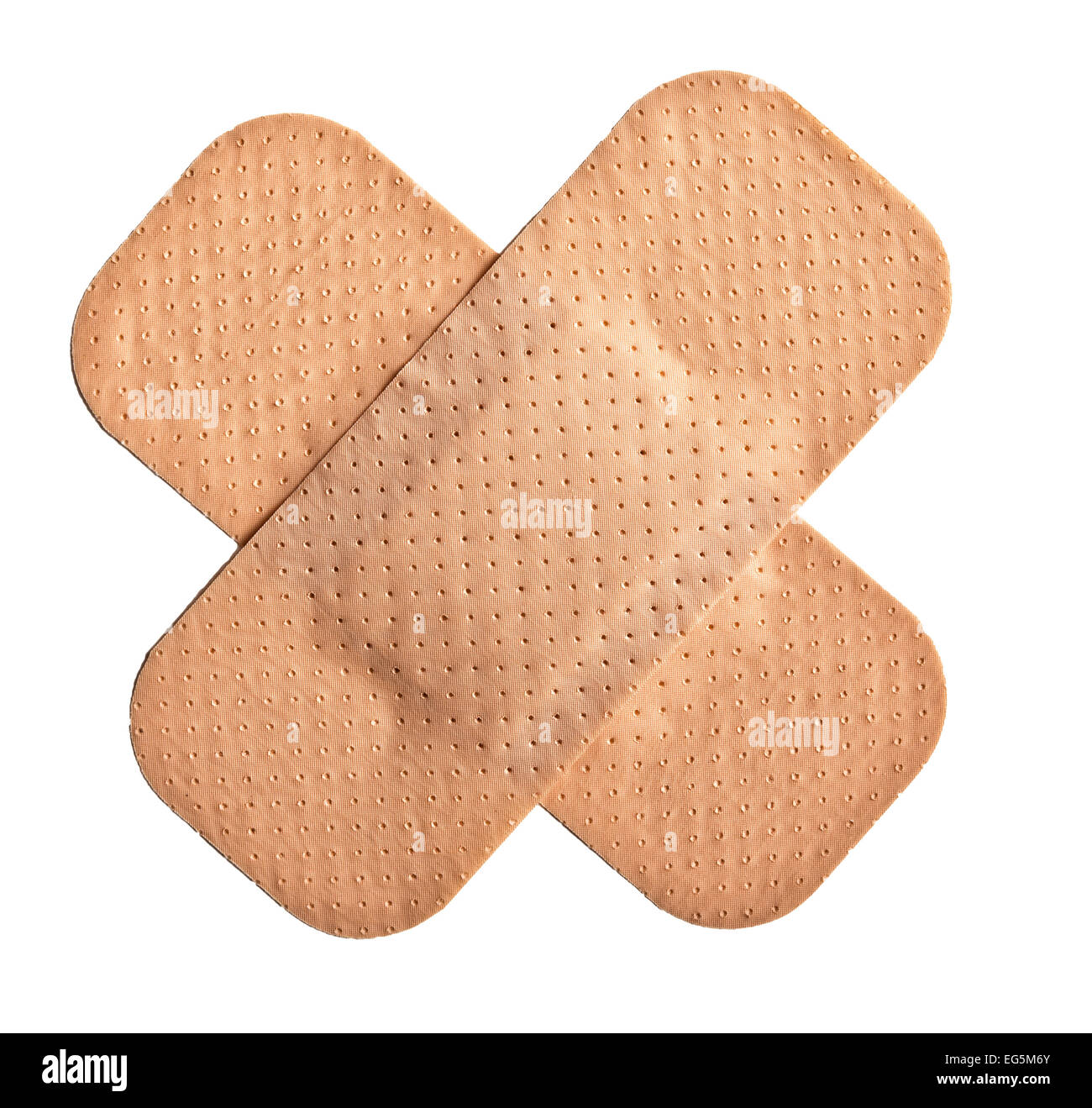 Dettaglio della croce fatta con bande di gesso su bianco Foto Stock