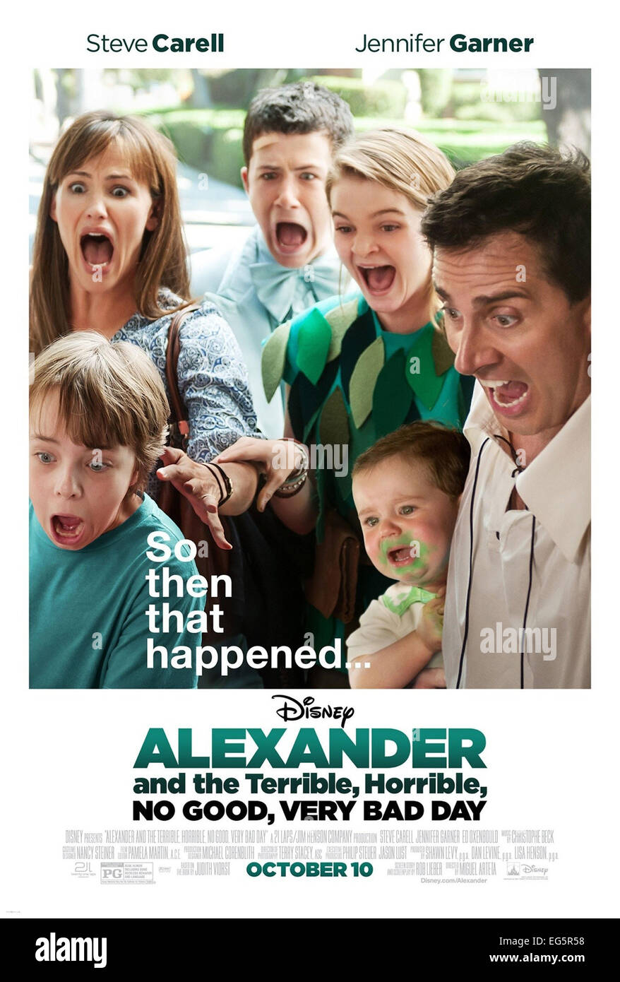 ALEXANDER e il terribile, terribile, non buona, molto brutta giornata (2014) Jennifer Garner, ED OXENBOULD, Dylan MINNETTE, KERRIS DORSEY, STEVE CARRELL MIGUEL ARTETA (DIR) RACCOLTA MOVIESTORE LTD Foto Stock