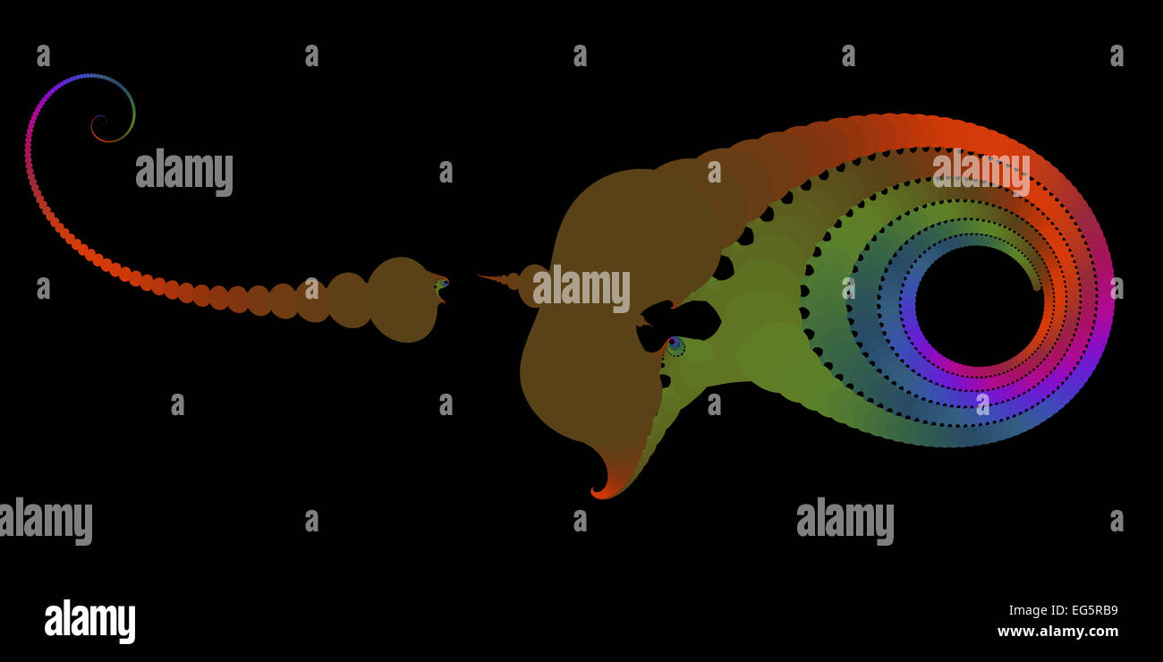 Un astratto disegno frattale che rappresenta un flagellano organismo di spermatozoi con una frusta-come tail. Foto Stock