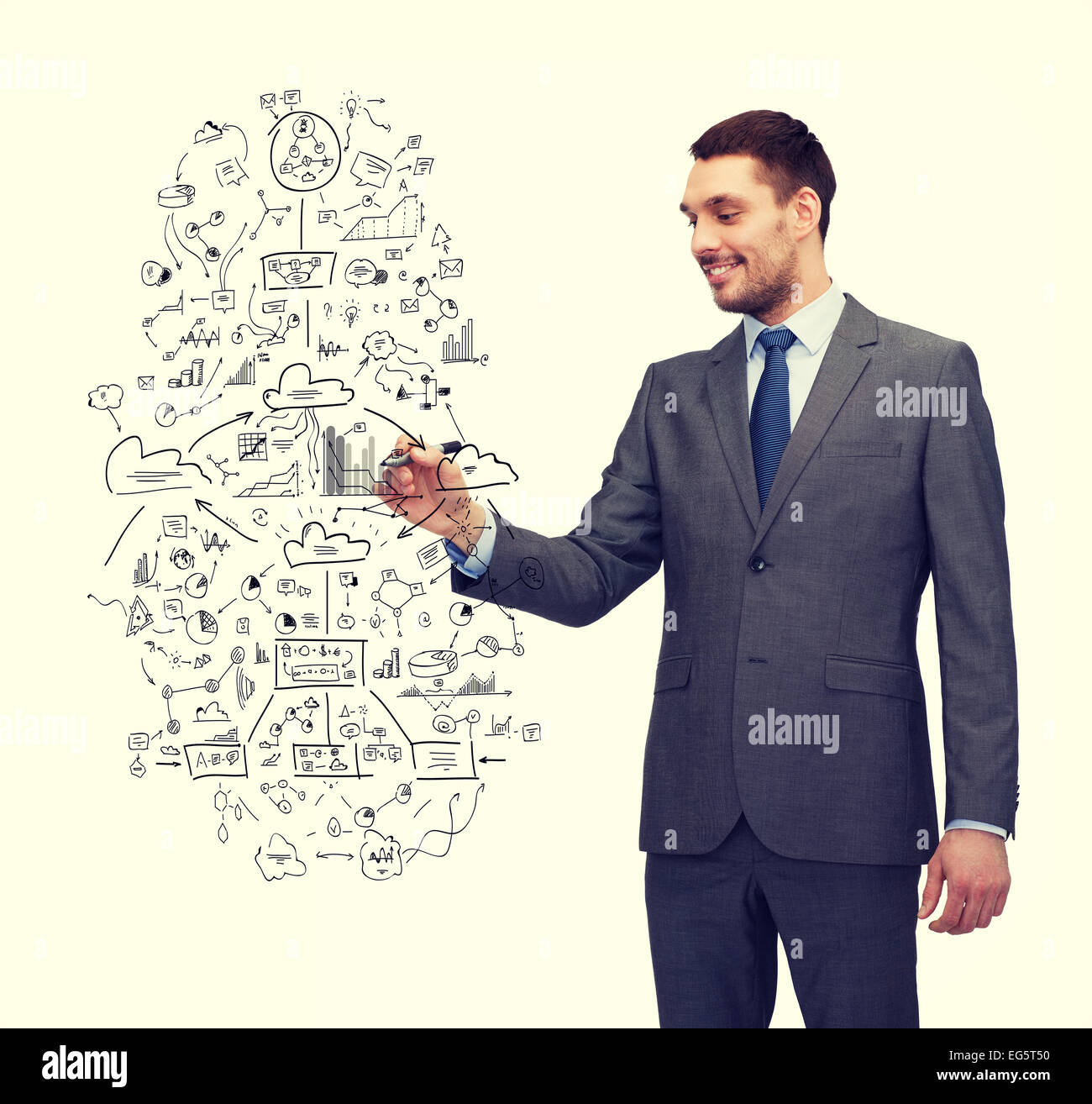 Attraente buisnessman o un insegnante con marcatore Foto Stock