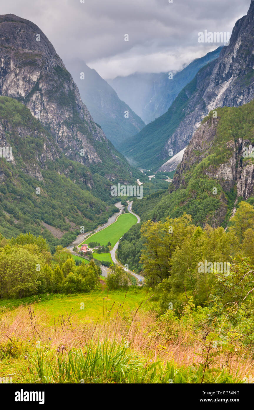 Naeroydalen valle, da Staleheim, Norvegia e Scandinavia Foto Stock