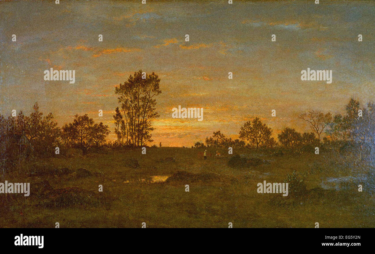 Théodore Rousseau paesaggio al tramonto Foto Stock