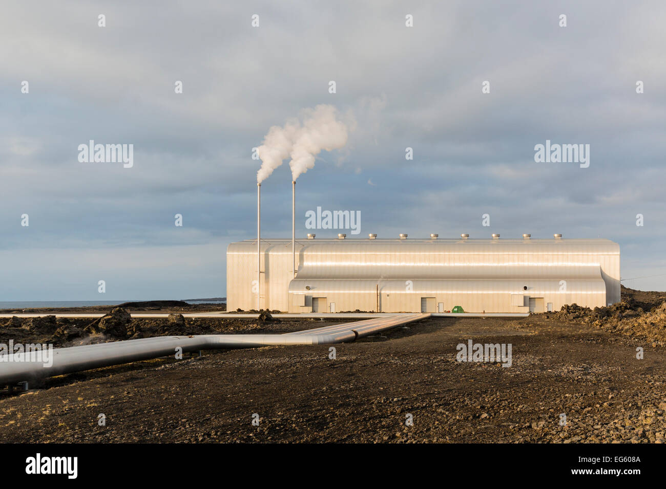 Centrale geotermica Reykjanes in Islanda Foto Stock