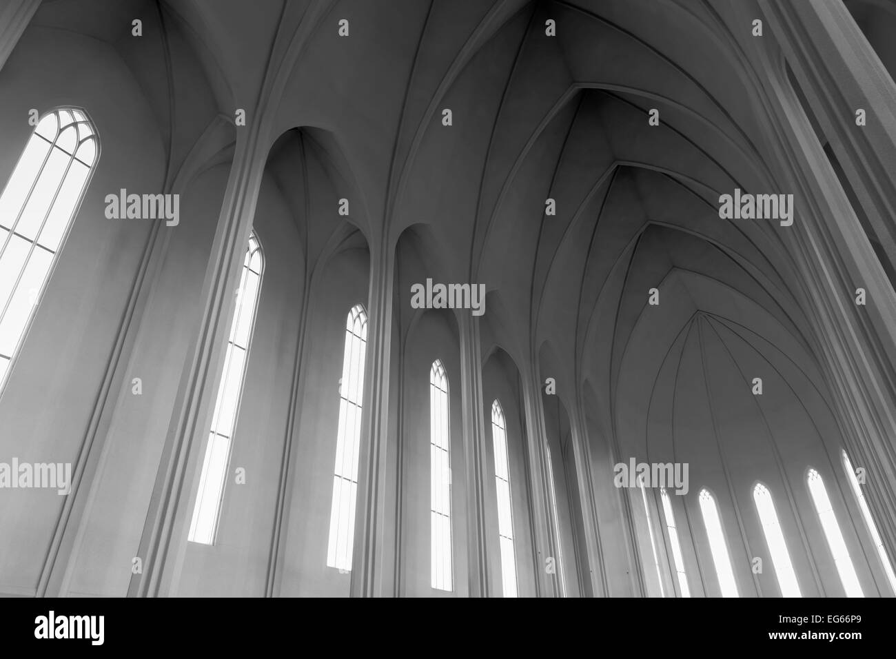 Soffitto a Volta della cattedrale Hallgrímskirkja Reykjavik, Islanda Foto Stock