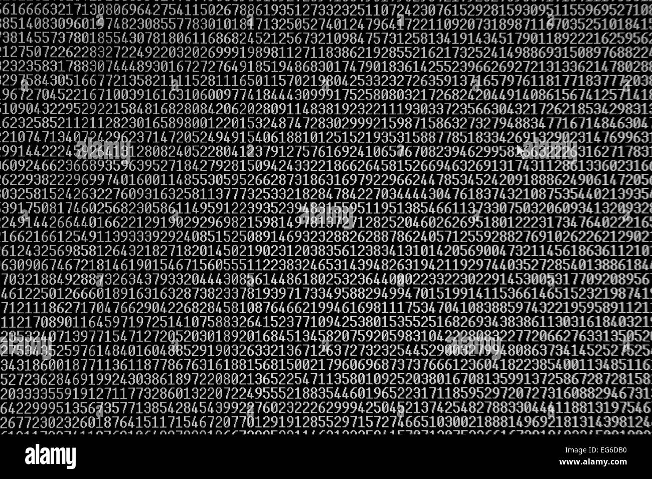 Numeri casuali su un monitor di computer Foto Stock