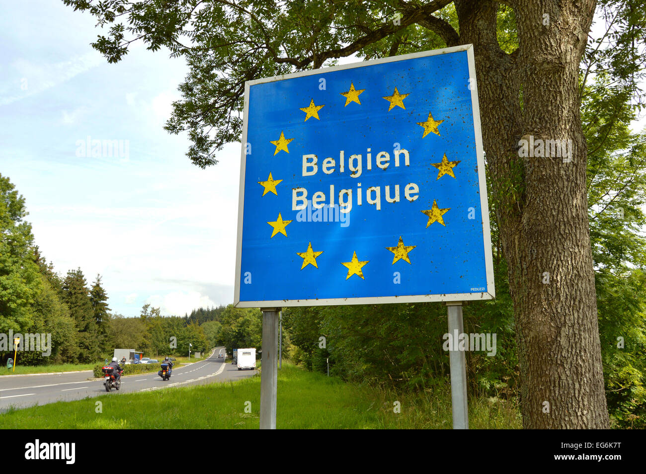 Segno presso il confine con il Lussemburgo ed il Belgio Foto Stock