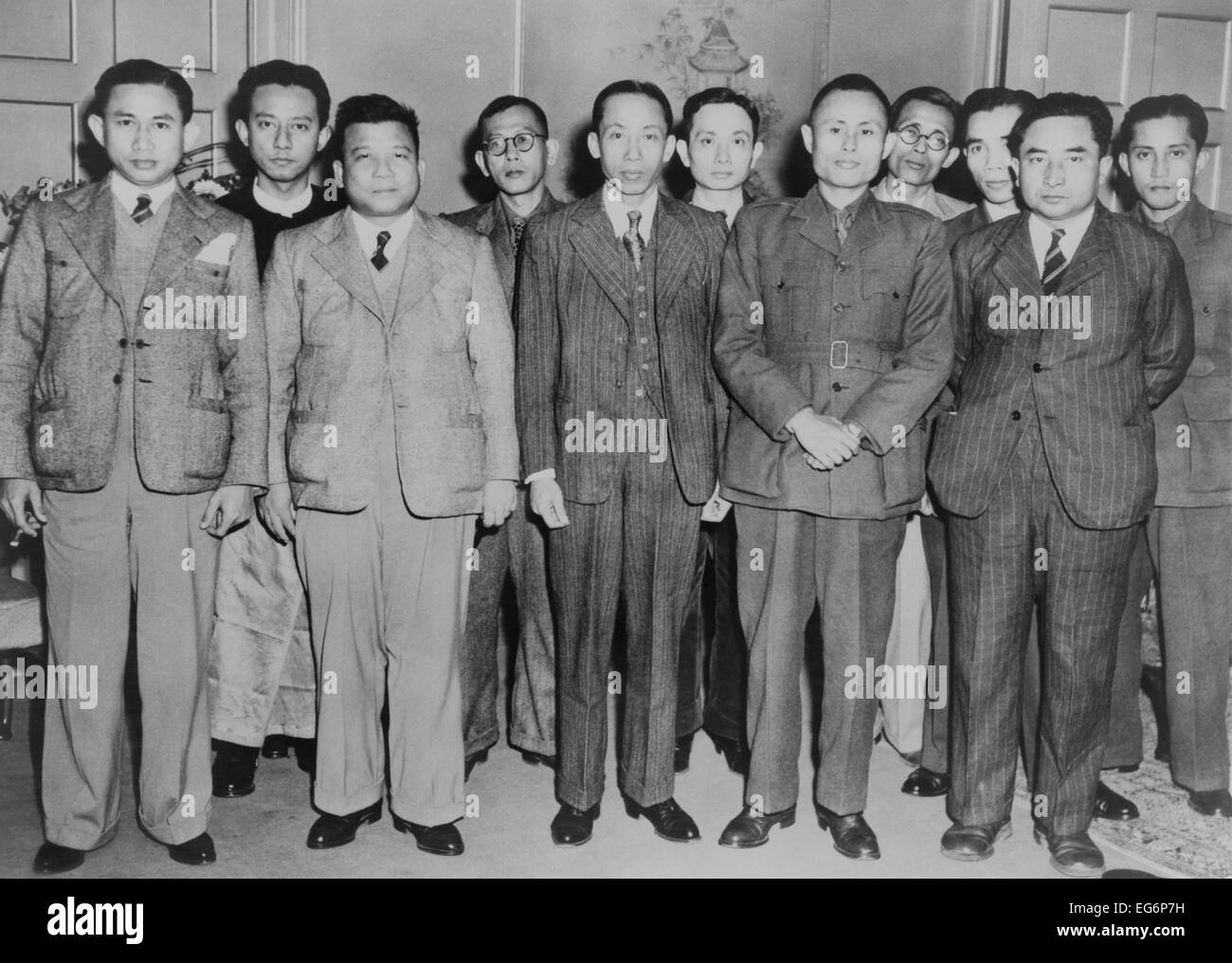 U Aung San, Vice Presidente del Consiglio Esecutivo della Birmania, con delegazione birmana. Londra, 1947. Il Consiglio Esecutivo's Foto Stock