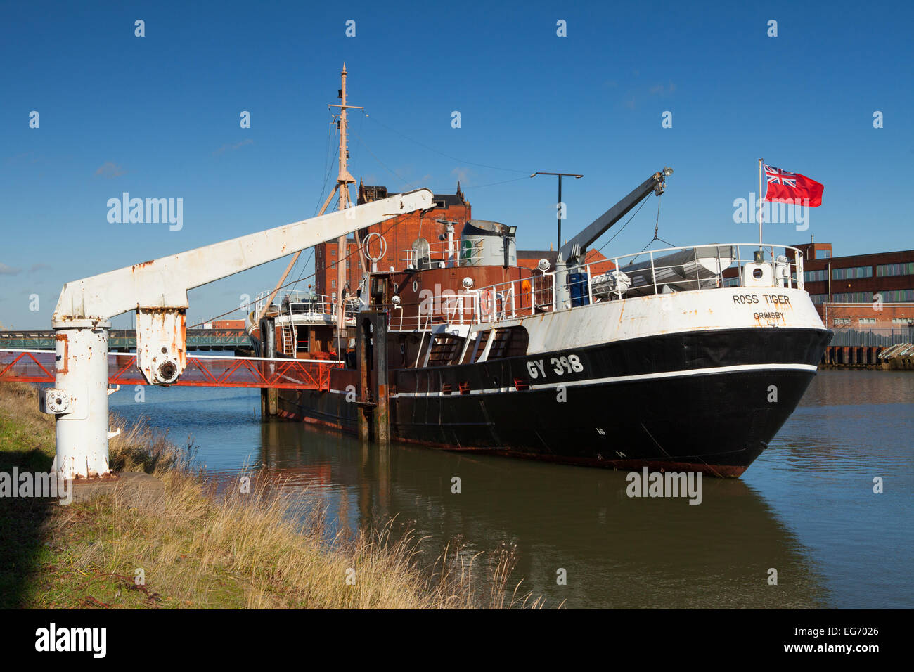Il Ross Tiger, un 1957 side-winder peschereccio che è stato convertito in una nave museo nel 1992. Grimsby, Regno Unito. Febbraio 2015. Foto Stock